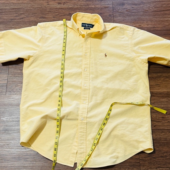 Vintage Ralph Lauren Short Sleeve Button Down Casual Cotton Shirt Yellow Medium - Picture 10 of 12